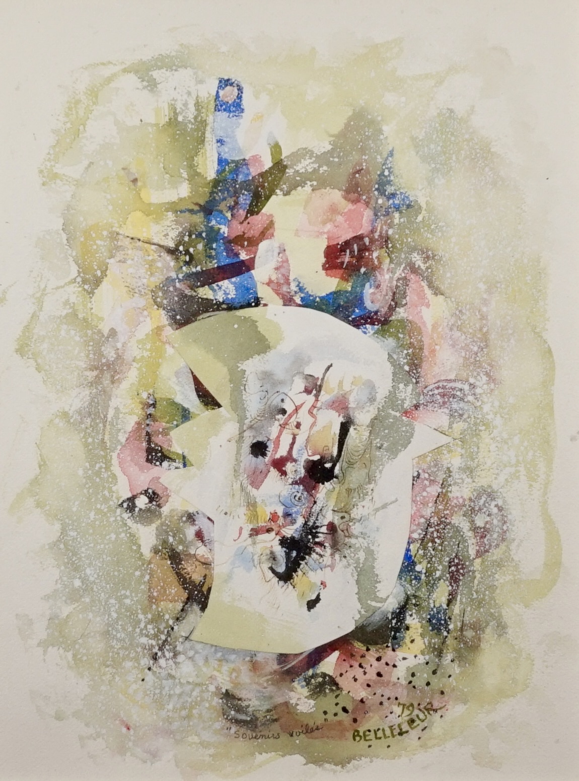 Léon Bellefleur Aquarelle et collage sur papier