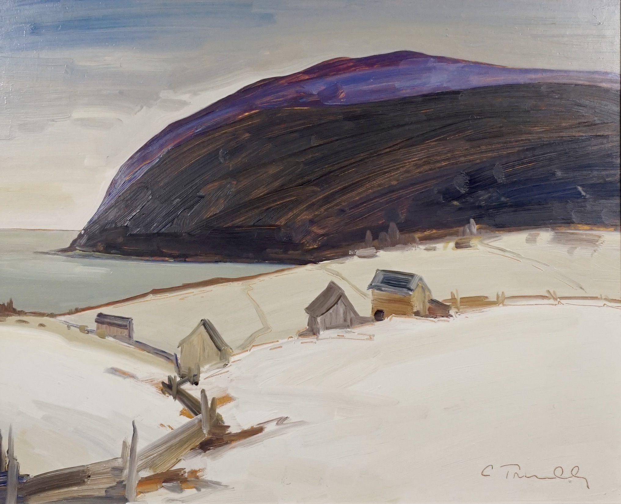 Louis Tremblay (1944) Sur le Cap aux Corbeaux Huile sur panneau 16 x 20 po 1988