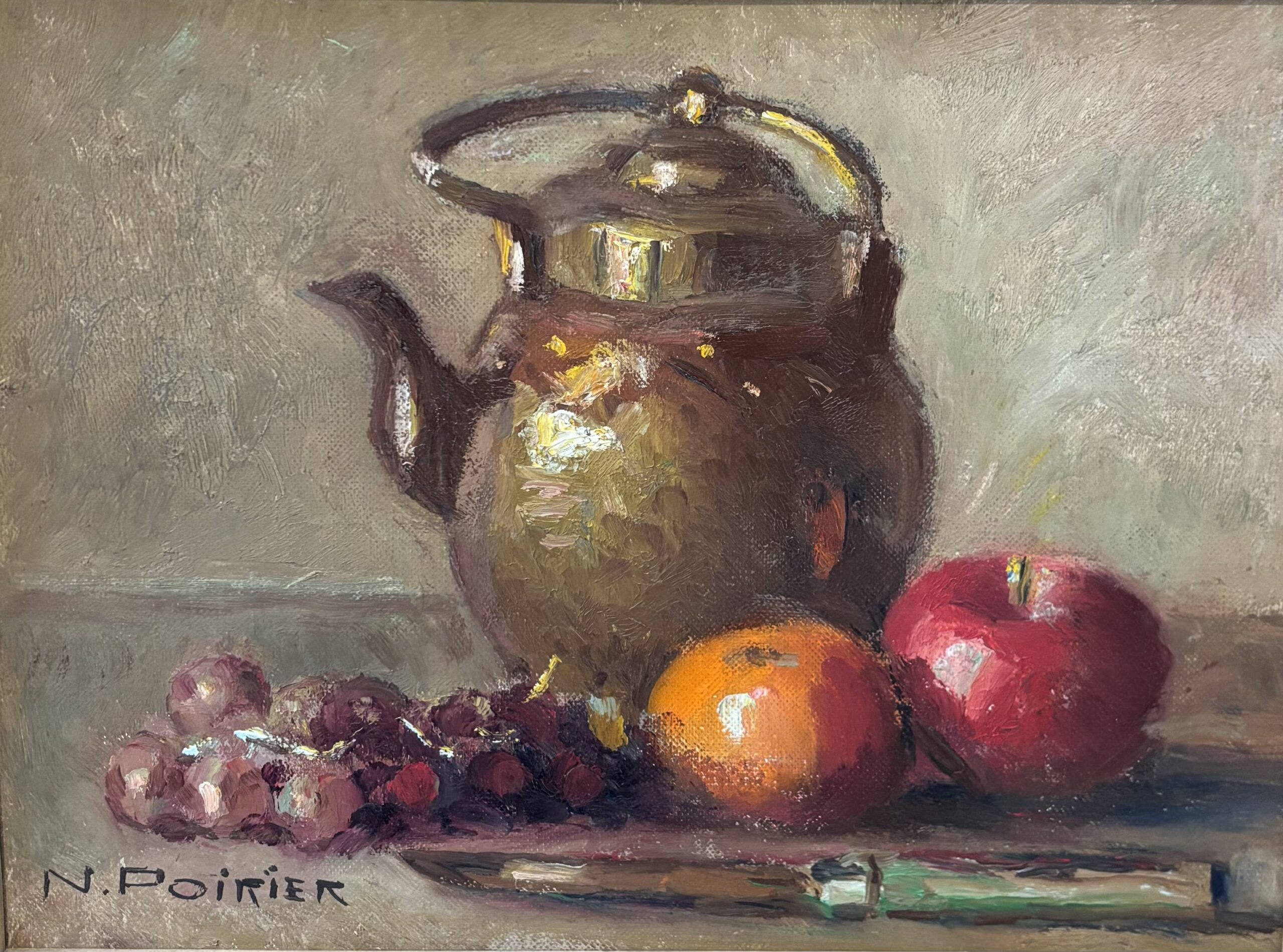 Narcisse Poirier (1883-1984) Nature morte Huile sur panneau 9 x 12  po