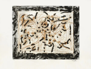 Riopelle, Les mouches à Marier no 1 Eau-forte, 51/75 51 x 66,5 cm | 20 x 26 po 1985