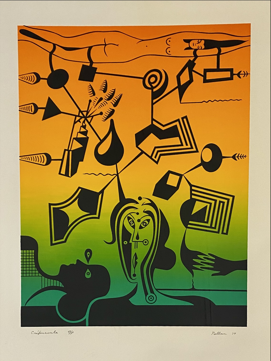 CrépusculeSérigraphie, 20/150 26 x 20 ½ po 1974