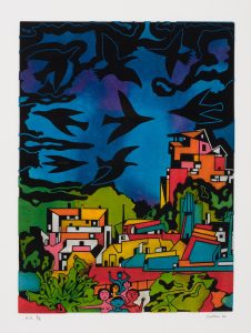 Coin de ville, du livre d'artiste "Délirium Concerto" Eau forte et Aquatinte, 61/80 30 x 24 po 1982